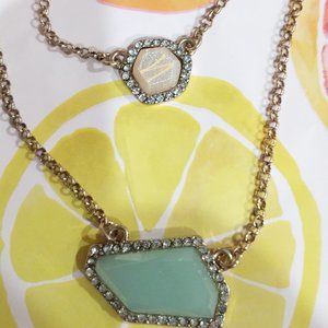 Summery peach turquoise necklace with crystals